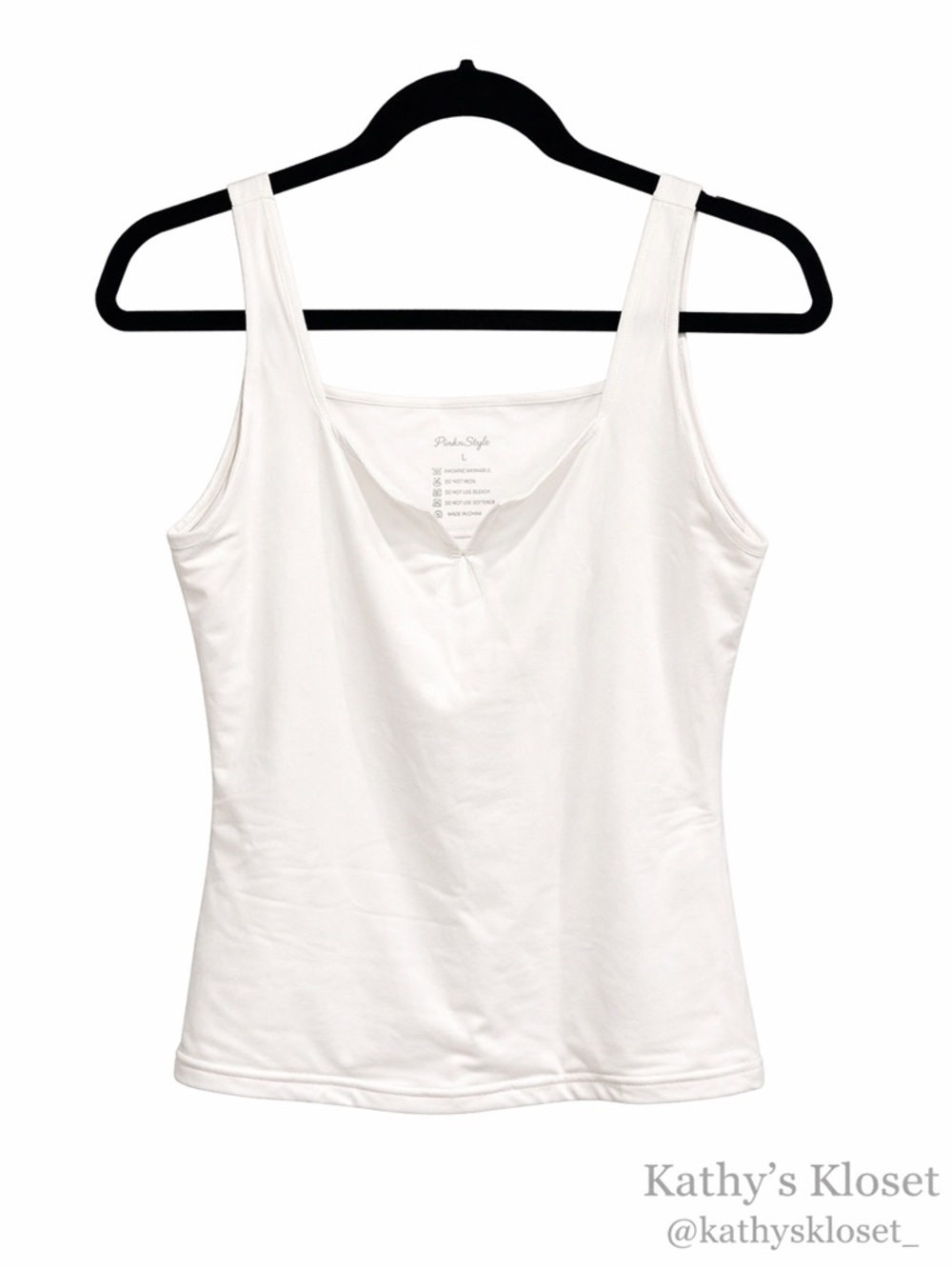 White Smoothing V-Neck Tank Cami Size Large